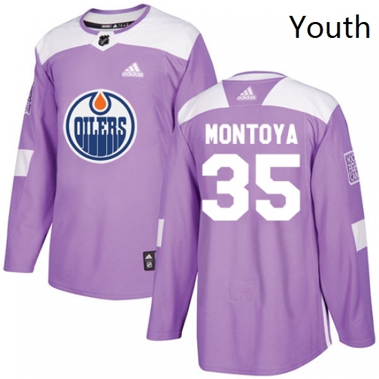 Youth Adidas Edmonton Oilers 35 Al Montoya Authentic Purple Fights Cancer Practice NHL Jersey